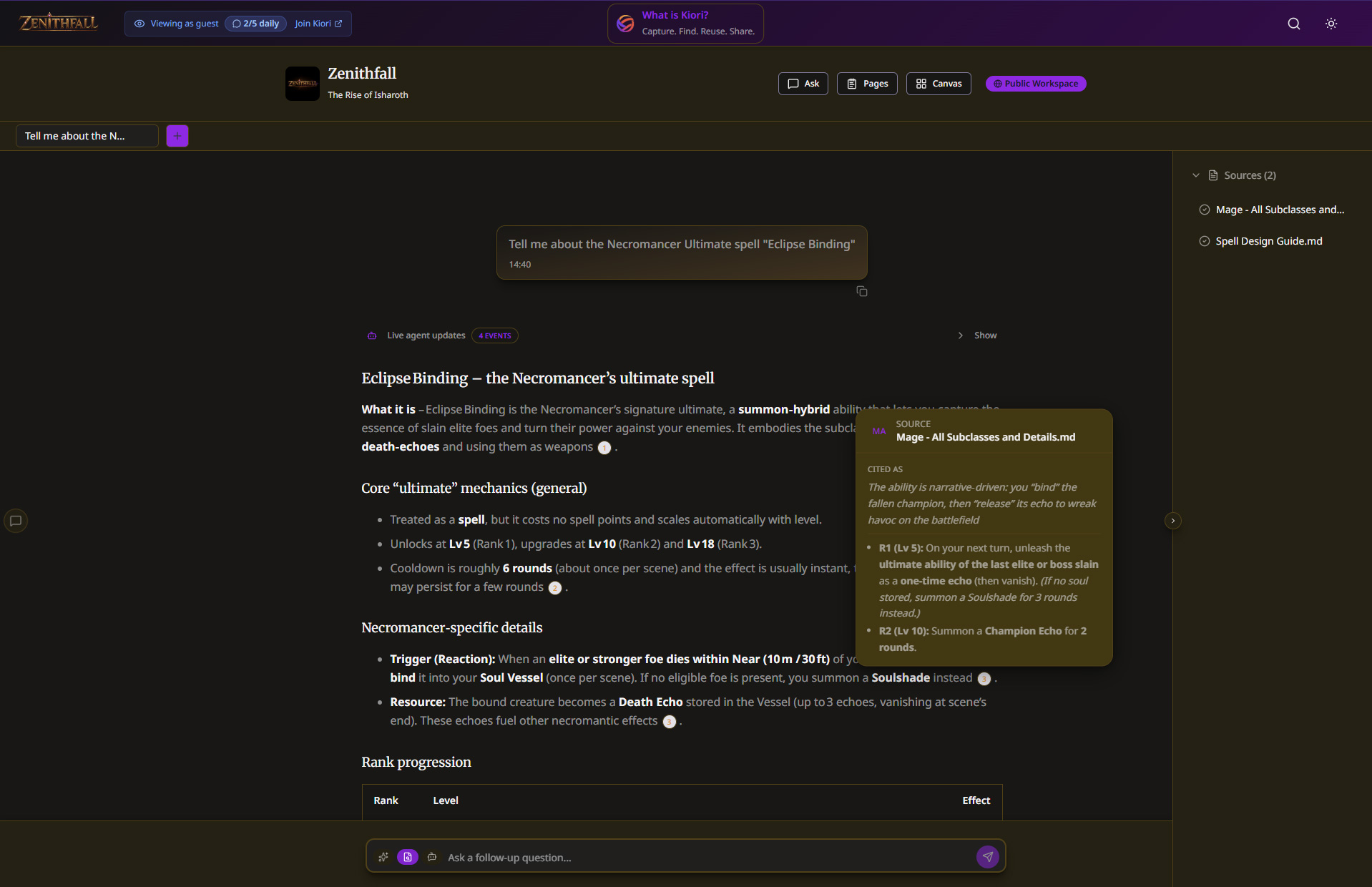 Visitors ask questions and get AI-powered answers with citations